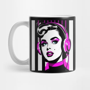 Hot Pink Headphones Vintage Lucy Mug